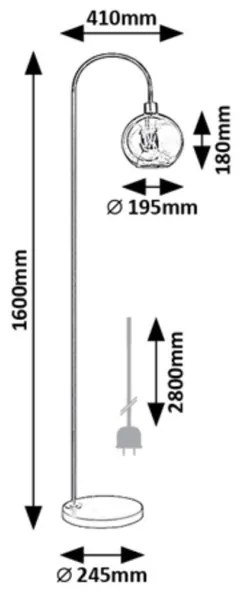 Rabalux 74025 - Stojacia lampa RICARDO 1xE27/40W/230V