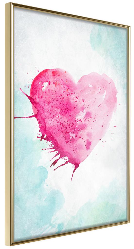 Artgeist Plagát - Watercolour Heart [Poster] Veľkosť: 40x60, Verzia: Zlatý rám s passe-partout