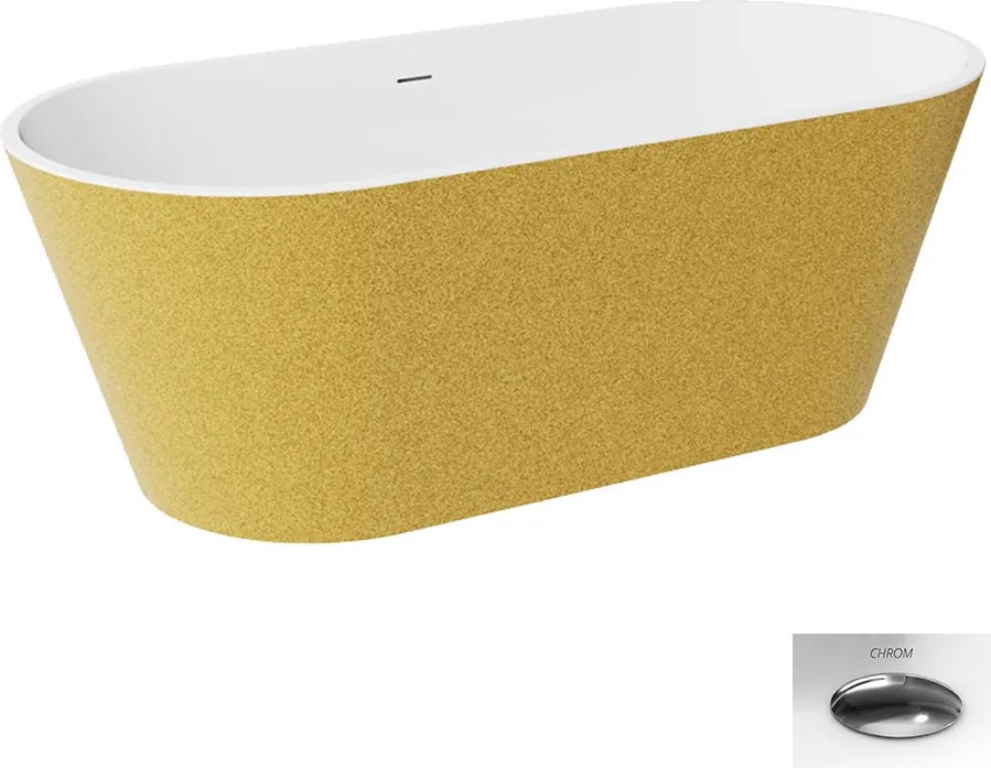 Besco Akrylátová voľne stojaca vaňa Deeva Glam Z 150x75 (160x75, 170x80, 180x80) BESCO-Typ výpuste: Click-Clack so štrbinovým prepadom, grafit, BESCO…