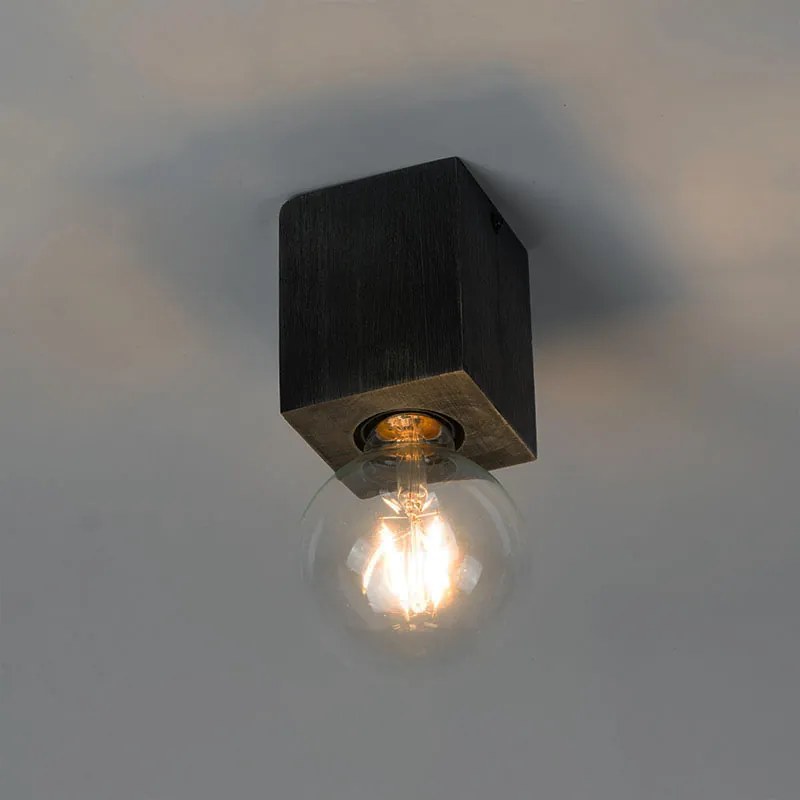 Rustikálny reflektor čierny drevený - Bloc