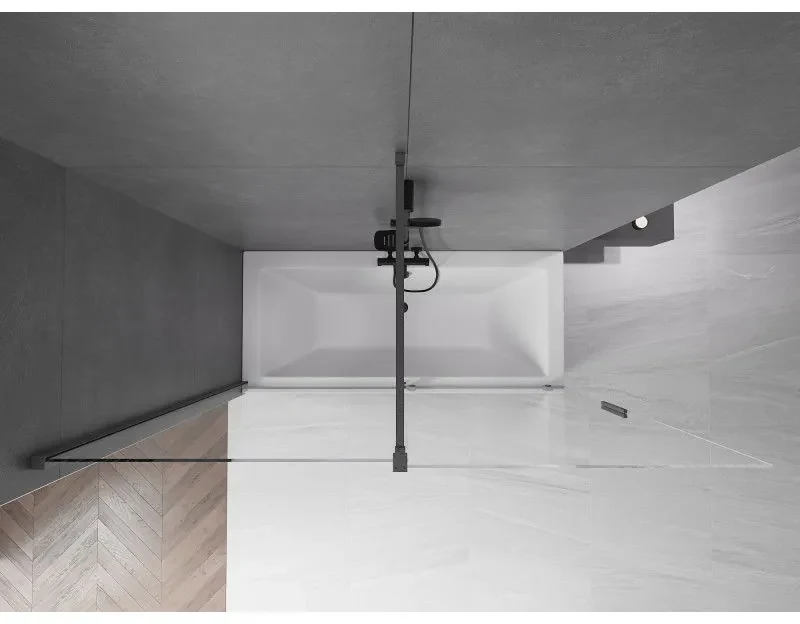 Mexen Velar, 2-krídlová posuvná vaňová zástena 180 x 150 cm, 8mm číre sklo, grafitový matný profil, 896-180-000-01-66