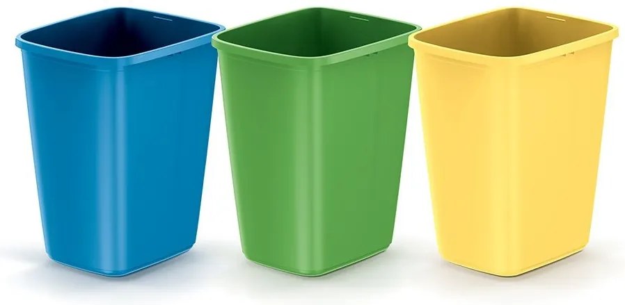Sada 3 odpadkových košov COMPACTO 3x12 L viacfarebná