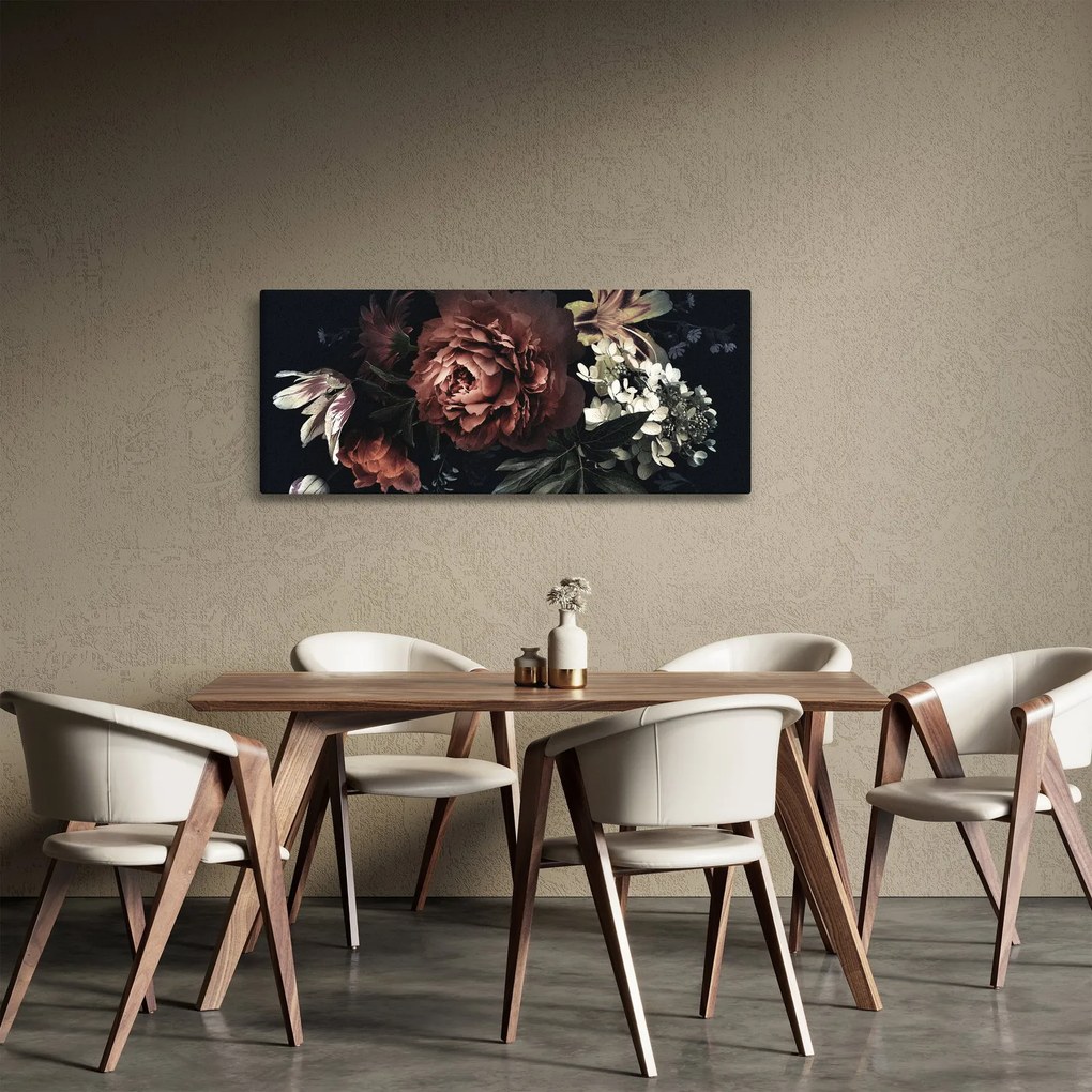 Obraz - Temné kvety (120x50 cm)