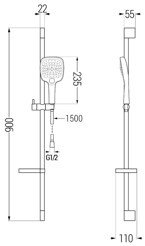 Mexen sprchový set DS17, chróm, 785174583-00