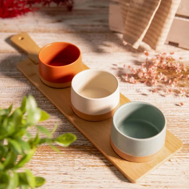 Sada troch servírovacích misiek COMIDA na stojane 893747