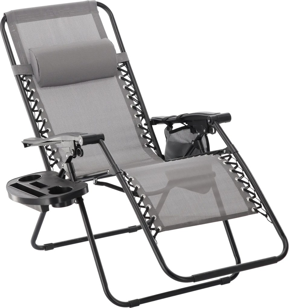 CH Záhradné skladacie relaxačné kreslo Zero II - sivá