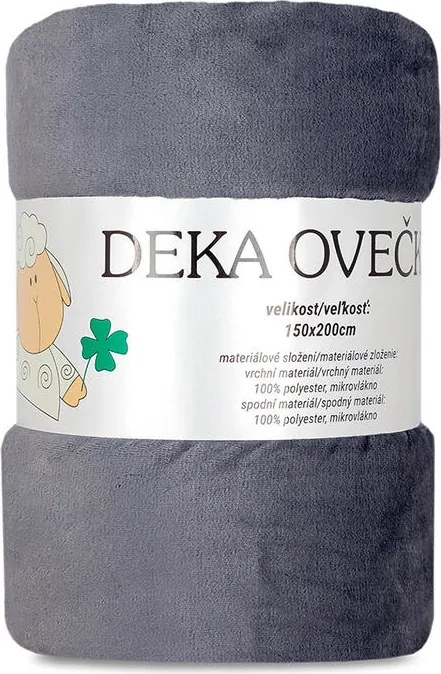 Baránková deka OVEČKA šedá 150 x 200 cm