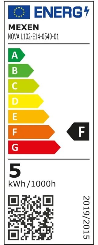 Mexen Nova, LED žiarovka E14, C37, 5W, teplá - 3000K, 525 lm - L102-E14-0530-01