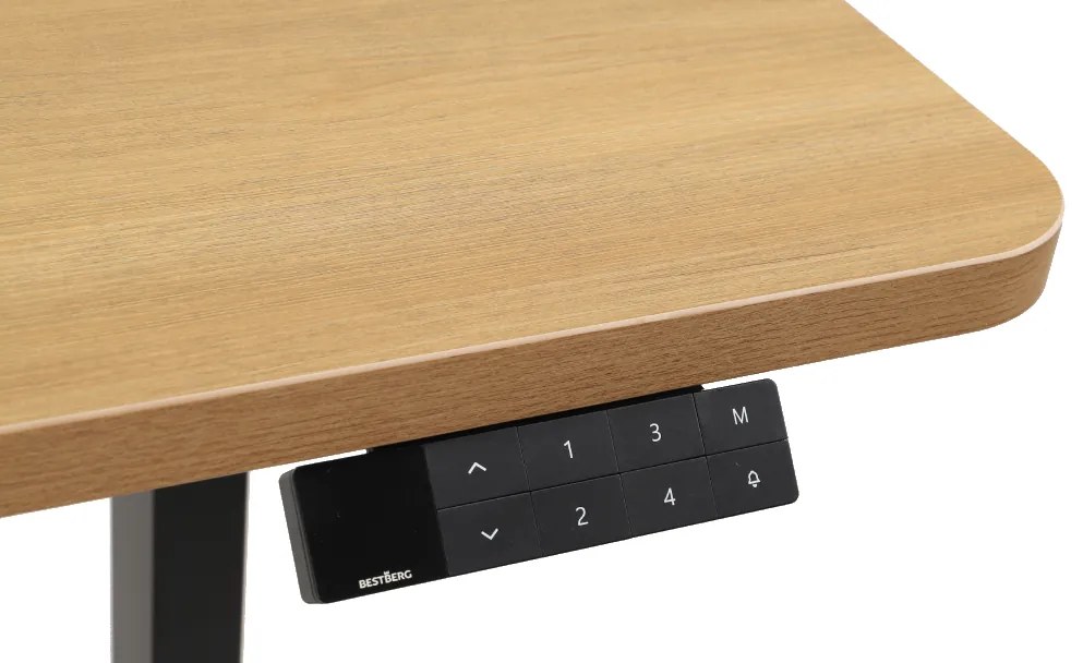 Výškovo nastaviteľný elektrický stôl BestBerg BBAT-16BWD / rozmer 160x80 cm / výška 85-130 cm / čierna/drevo