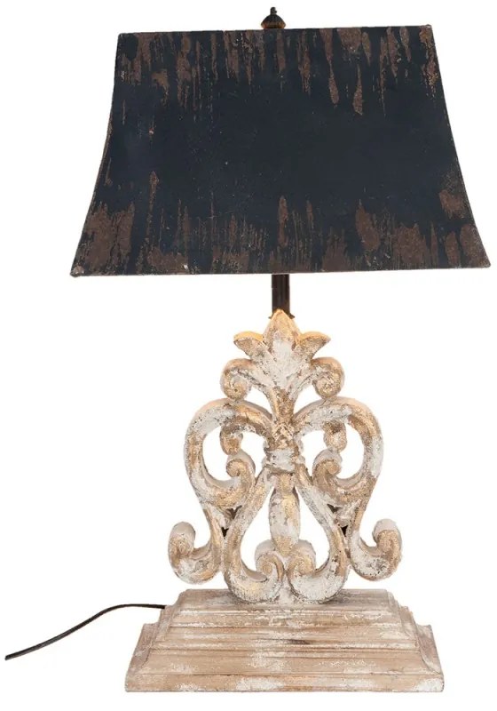 Patinová stolná retro lampa drevo kov