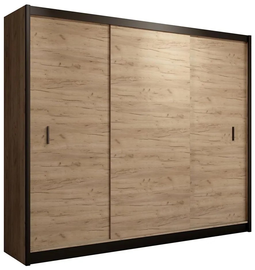 Šatní skriňa SAPHIRA 250x215 cm s posuvnými dverami dub craft