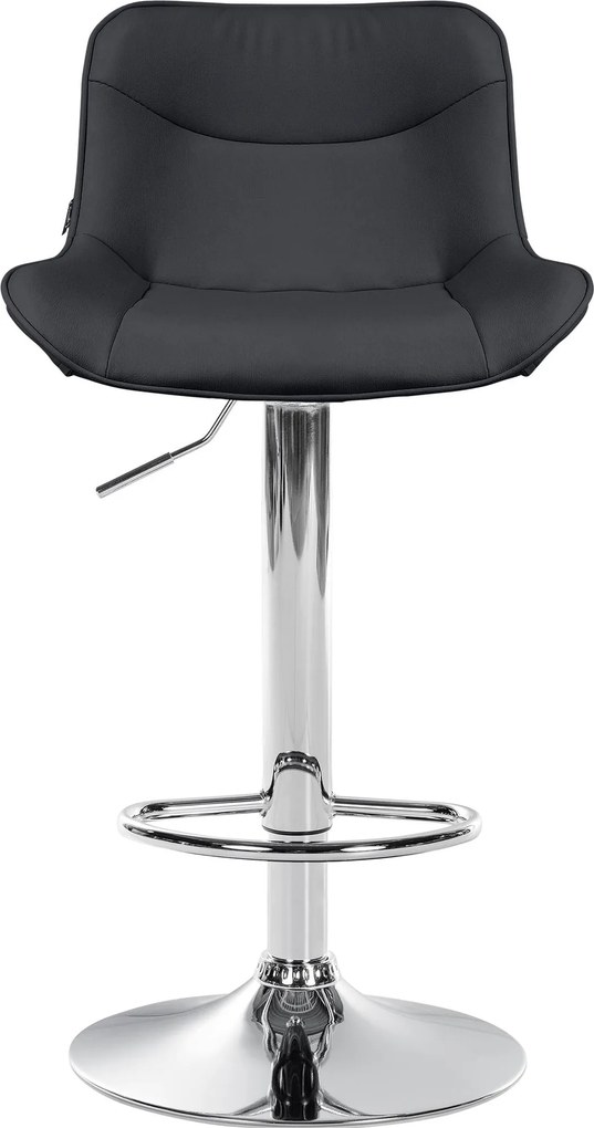 Barová stolička Vonore - koženka, chróm rám - Čierna