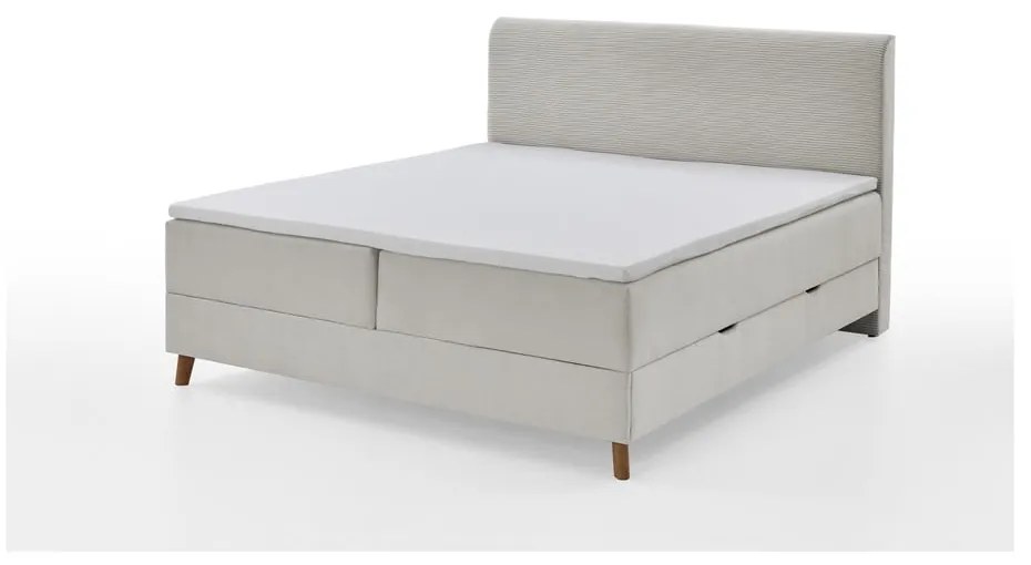 Béžová boxspring posteľ s úložným priestorom 160x200 cm Memphis - Meise Möbel