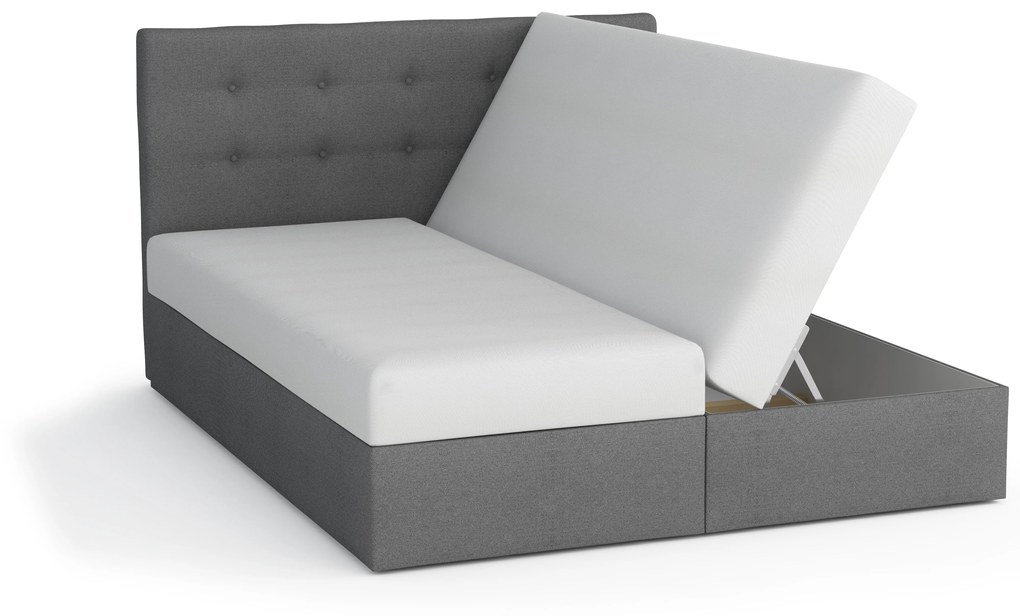 Manželská posteľ Boxspring 160x200 cm Mimosa Comfort (melíorvaná sivá + čierna) (s roštom a matracom). Vlastná spoľahlivá doprava až k Vám domov. 1056232