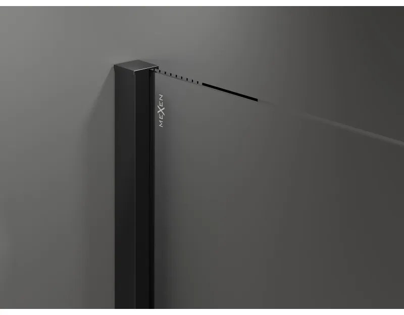 Mexen Velar, sprchový kút s posuvnými dverami 140 x 75 cm, 8mm sklo námraza, čierna matná, 871-140-075-31-70