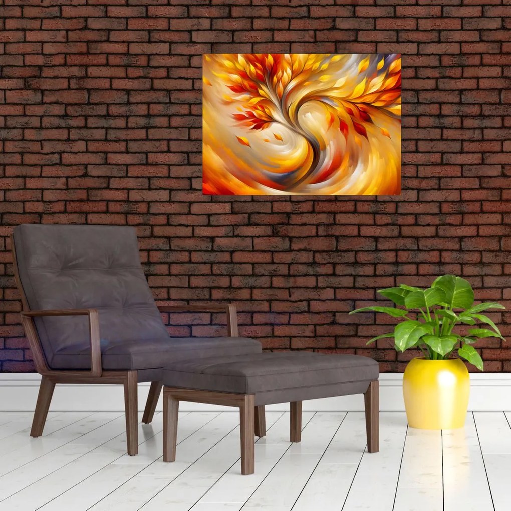 Sklenený obraz - Jesenný strom (70x50 cm)