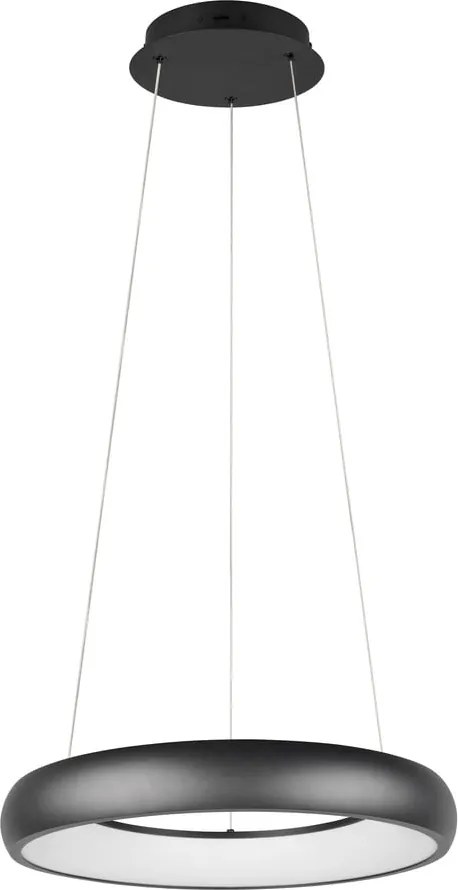 Matne čierne LED stmievateľné závesné svietidlo s kovovým tienidlom ø 46 cm Cardona – Trio