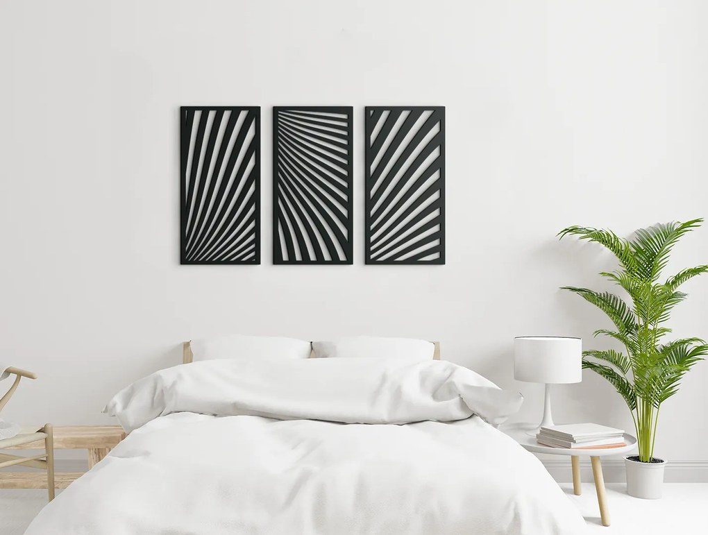 drevko 3-dielny obraz z dreva Zebrí motív Rozmer obrazu: 39 x 65 cm, Farba dekorácie: Čierna