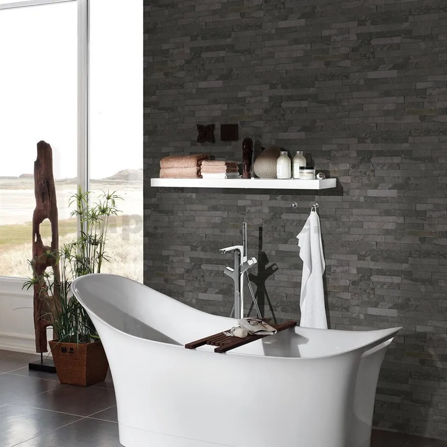 Vliesové tapety na stenu IMPOL 35582-5 Wood and Stone 2, obkladový kameň štiepaná bridlica sivo-čierna, rozmer 10,05 m x 0,53 m, A.S.Création