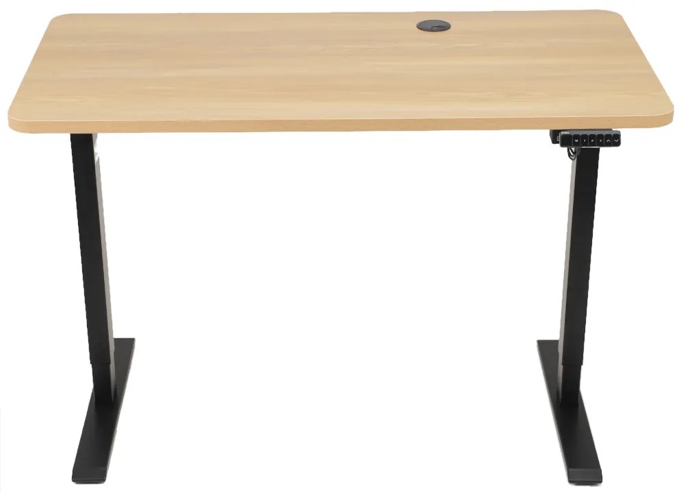 Výškovo nastaviteľný elektrický stôl BestBerg BBAT-14BWD / rozmer 140x70 cm / výška 93,4-125,4 cm / čierna/drevo