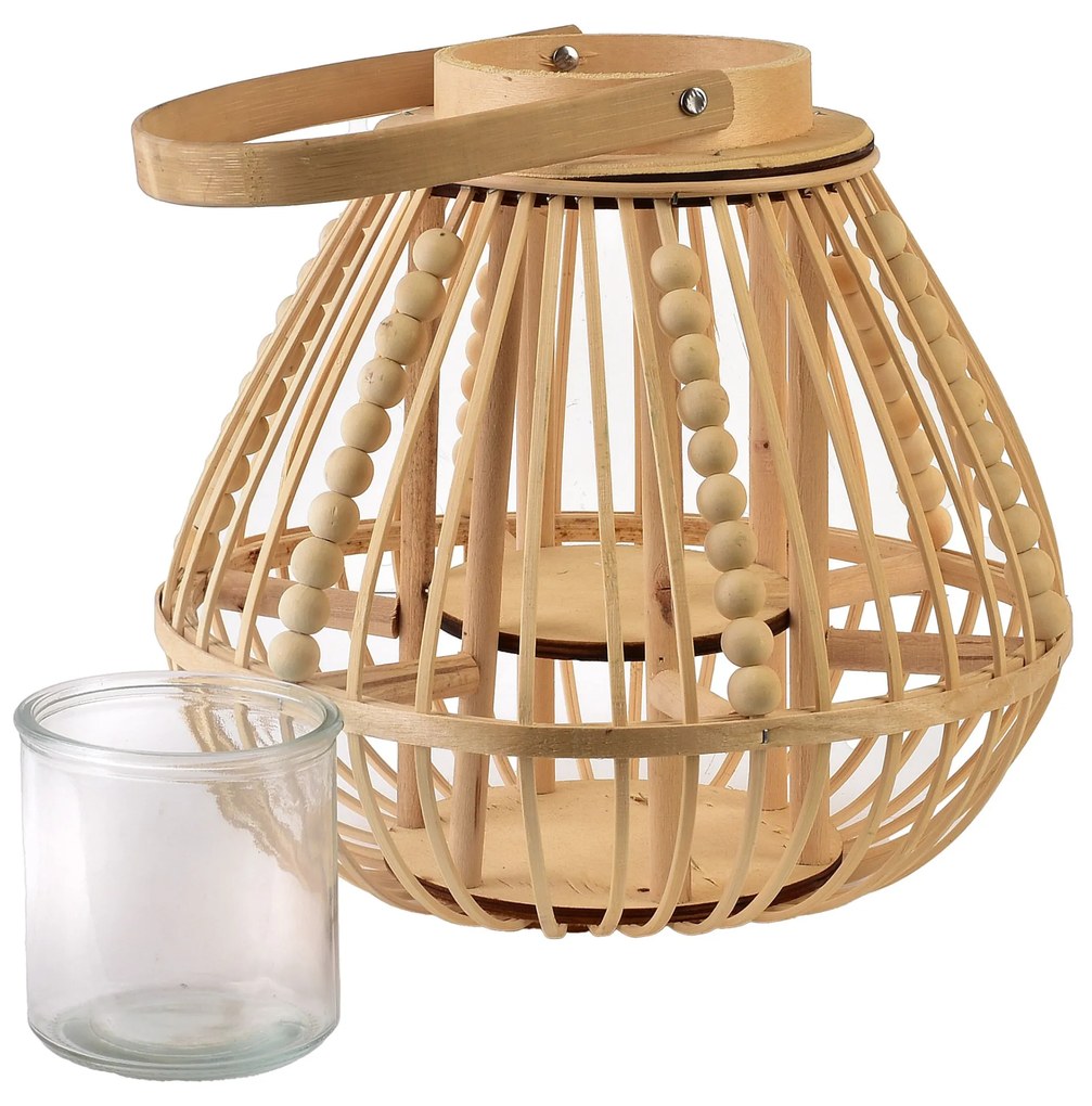 Proutěná lucerna LUCIE Natural 30x28 cm hnědá