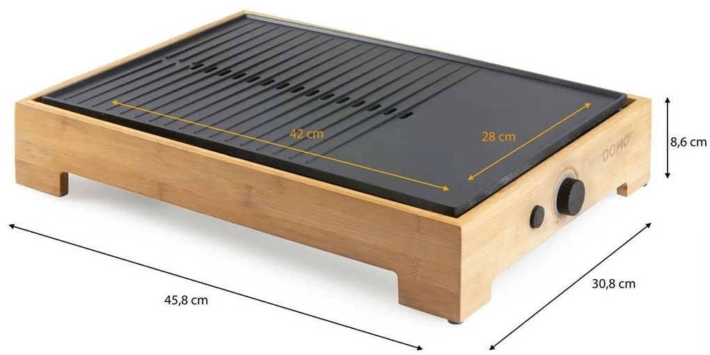 DOMO DO9271G stolný elektrický gril Plancha BambooStyle, L