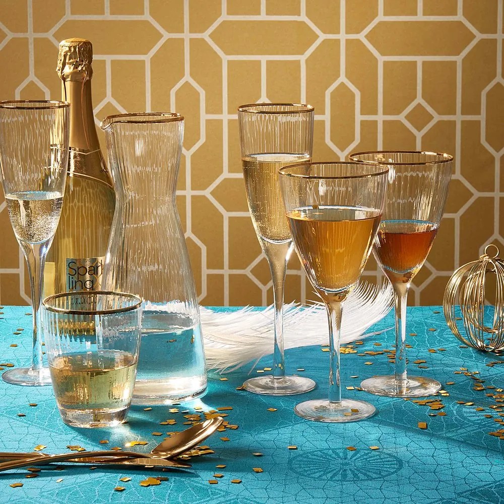 GOLDEN TWENTIES Poháre na víno so zlatým okrajom 280 ml