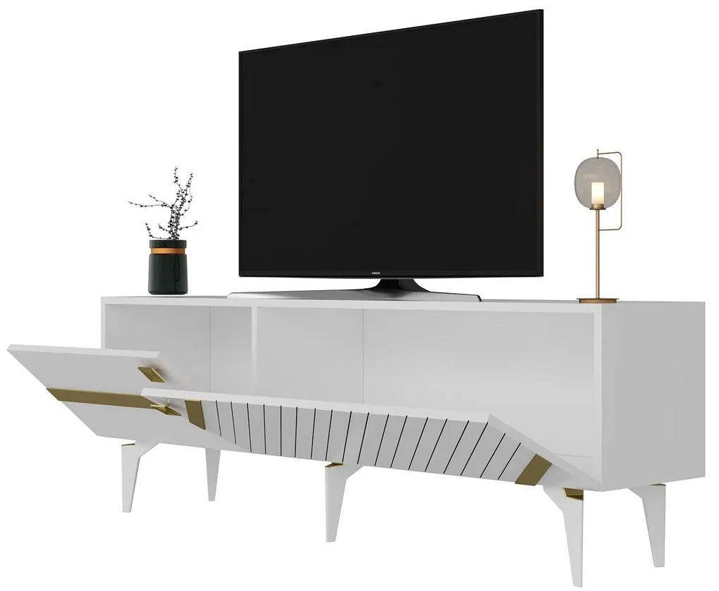 TV stolík/skrinka Tabivo (biela + zlatá) . Vlastná spoľahlivá doprava až k Vám domov. 1095314