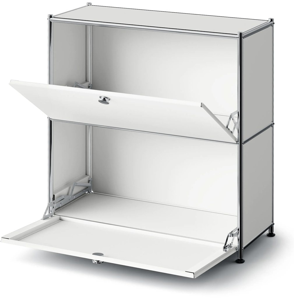 Kovová komoda »CN3 Slim Line« s 2 výklopnými priečinkami, biela