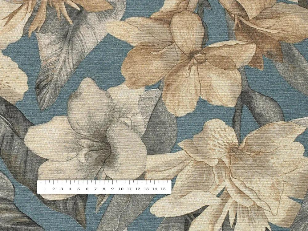 Biante Dekoračná obliečka na vankúš Porto PRT-005 Kvety a listy na tmavo modrom 35 x 45 cm