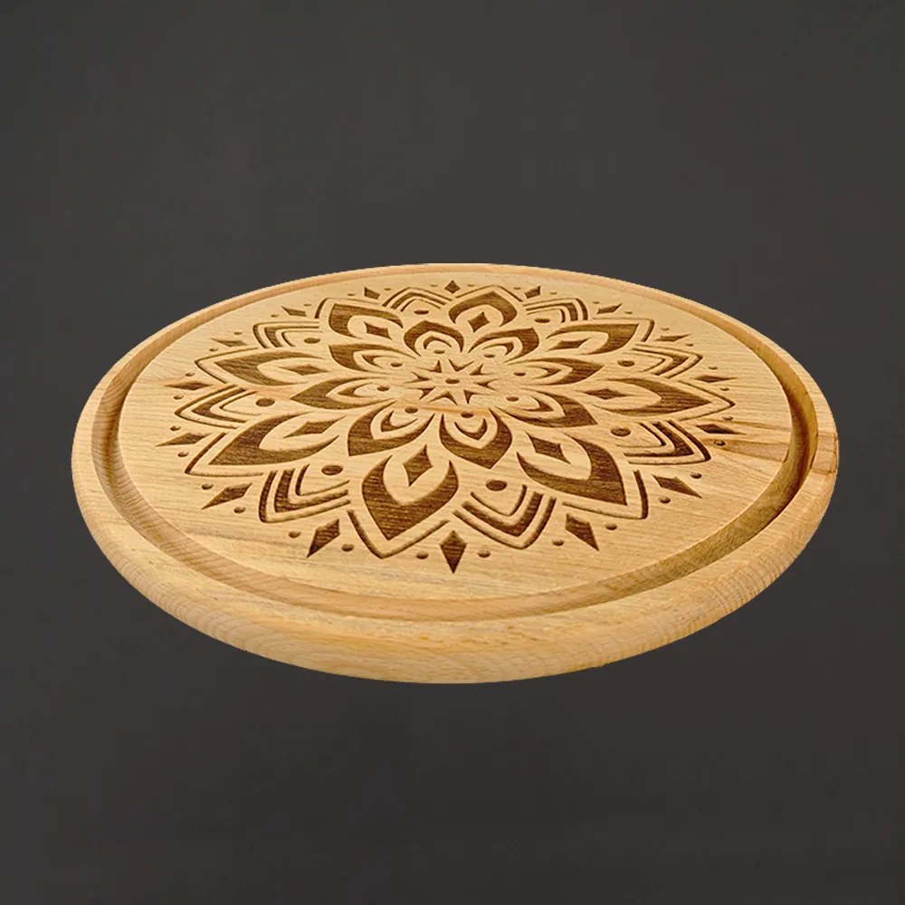 AMADEA Drevená servírovacia doska - podnos mandala, masívne drevo, 30 cm