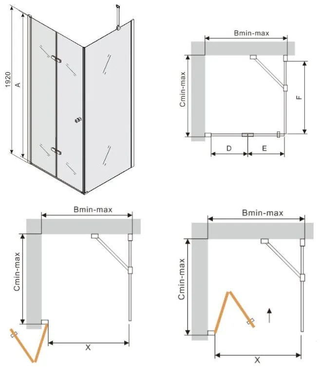 Mexen Lima sprchovací kút 60x110cm, 6mm sklo, chrómový profil-číre sklo, 856-060-110-01-00