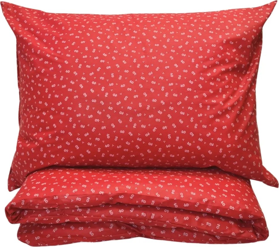 Obliečky bavlnené Marta červená 140x200cm+90x70cm TiaHome