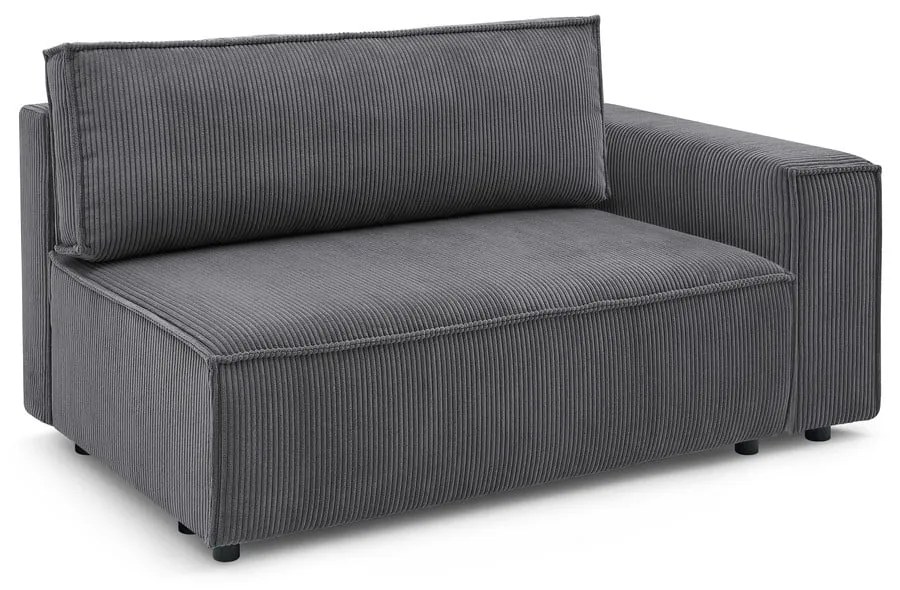 Tmavosivý menčestrový modul pohovky (pravý roh) Nihad modular – Bobochic Paris