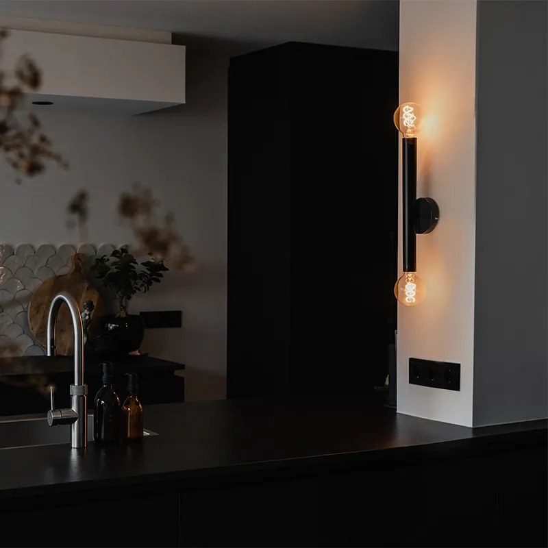 Art Deco nástenná lampa čierna 2-svetlo - Tubi