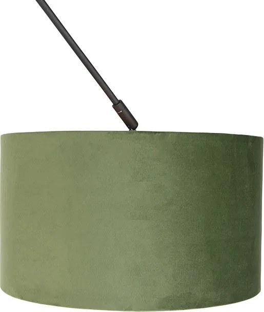 Závesné svietidlo čierne so zeleným zamatovým tienidlom so zlatom 35 cm - Blitz