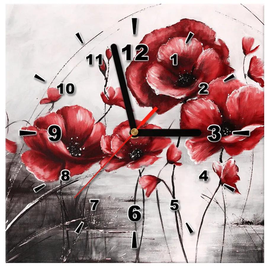 Gario Obraz s hodinami Červené Vlčie maky Rozmery: 30 x 30 cm