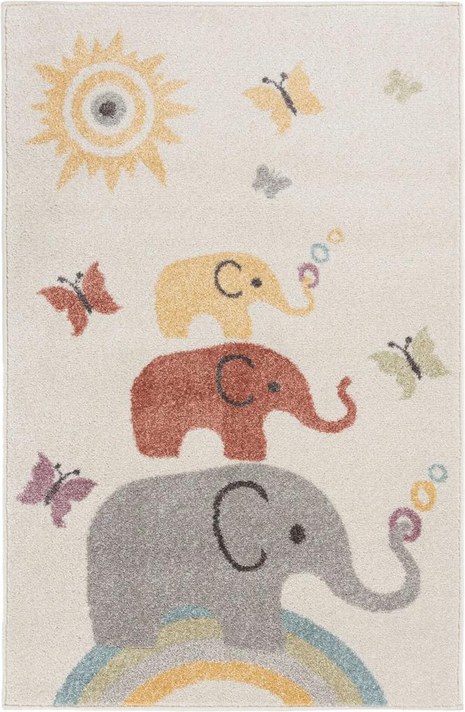 Flair Rugs koberce Detský kusový koberec Bambino Elephants Cream / Multi - 80x120 cm