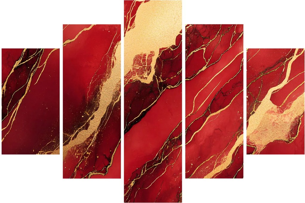 Obraz - Červeno-zlatý mramor (150x105 cm)