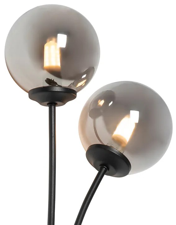 Moderná nástenná lampa čierna 2-svetlá s dymovým sklom - Atény
