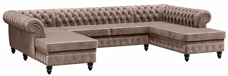 PROXIMA.store - Luxusná sedačka CHESTERFIELD LONG U FARBA NÔH: čierna, DRUH LÁTKY: TORRE - 4, FARBA OZDOBNÝCH ŠPENDLÍKOV: chróm