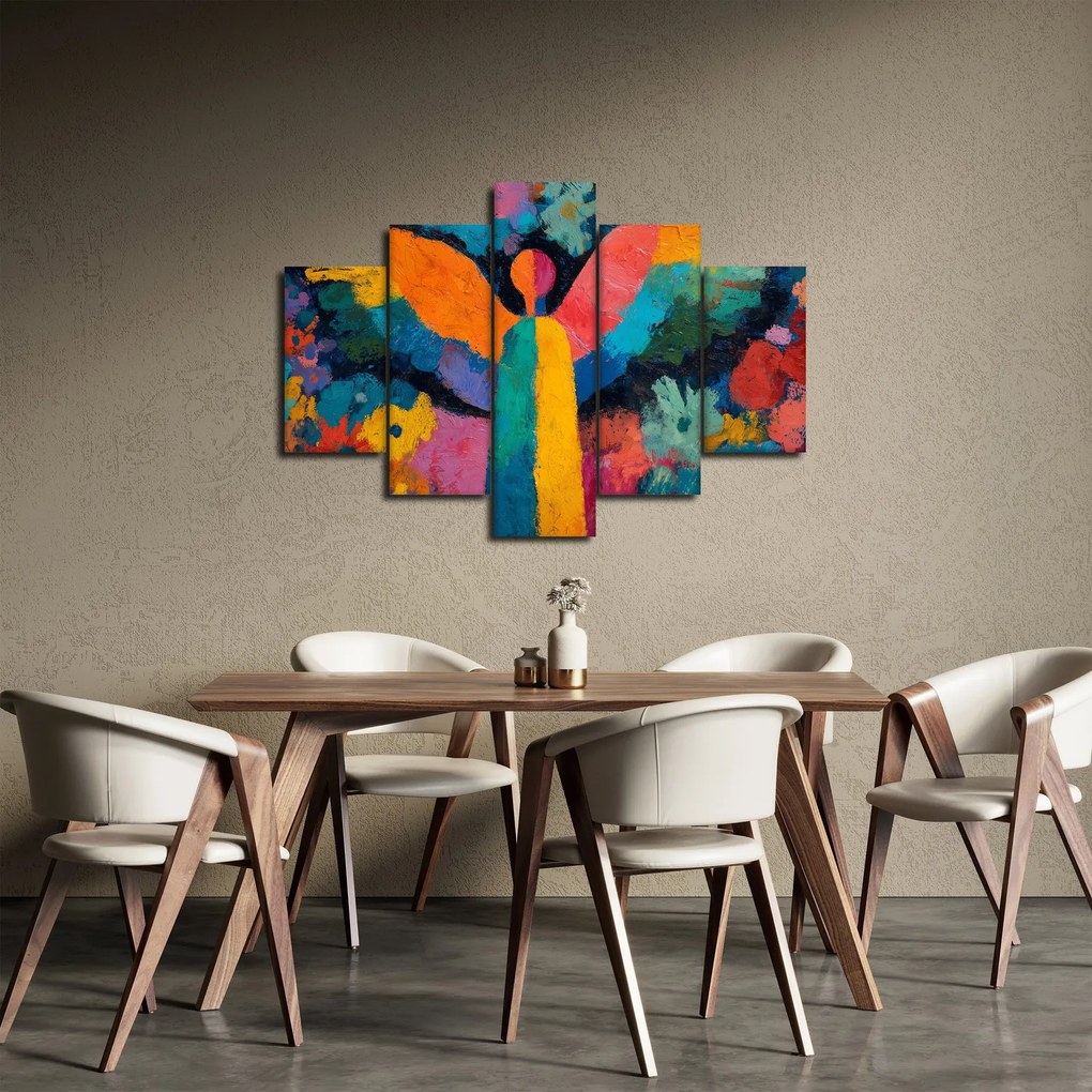 Obraz - Abstraktný anjel s kvetmi (150x105 cm)