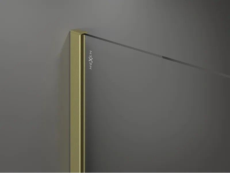 Mexen Kioto, sprchová zásteny typ Walk-In 155 x 200 cm, 8mm číre sklo, zlatý matný profil, 800-155-101-55-00