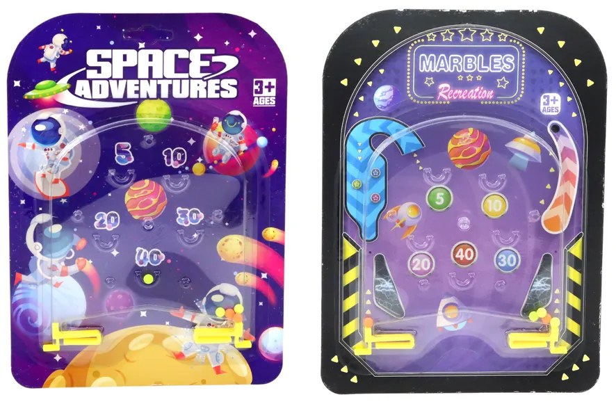 LEAN TOYS Vrecková hra Pinball – vesmír, dinosaury, oceán