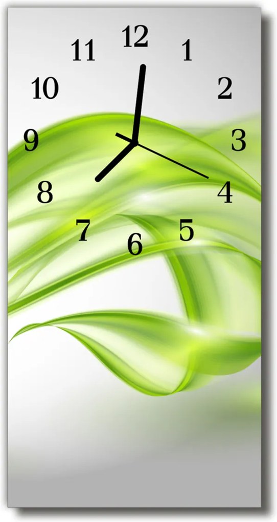 Sklenené hodiny vertikálne  Umelecké abstraktné zelené čiary