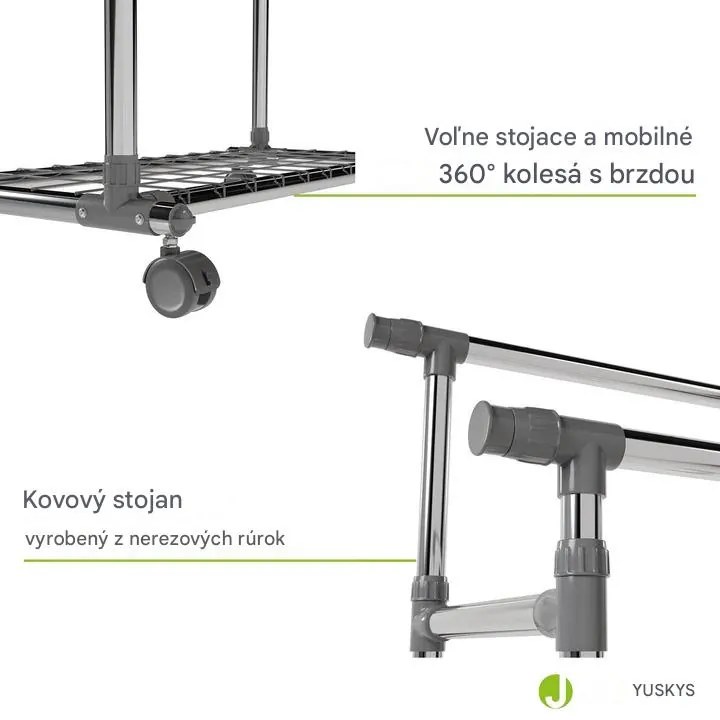 InternetovaZahrada Kovový stojan na oblečenie s kolieskami