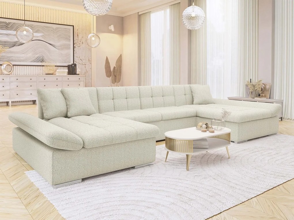 Rohová rozkladacia pohovka Agata Premium, Dostupné poťahy: Maya 09 + Maya 09 + Mokka 71