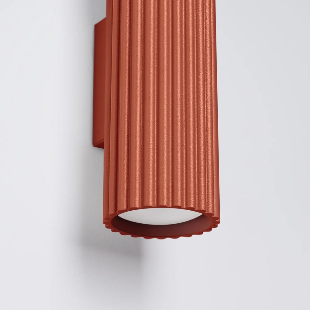Nástenné svietidlo Karbon, 1x okrovo červené kovové tienidlo, (30 cm)