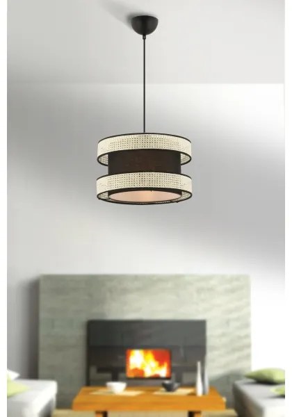 Závesný luster na lanku HALO 1xE27/60W/230V čierna/krémová