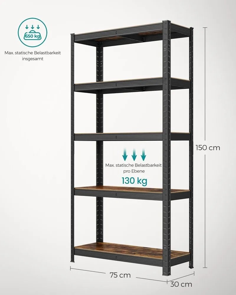 Policový regál SONGMICS 150 x 75 x 30 cm - GLR030B01